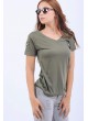 V Yaka Armalı Haki T-Shirt
