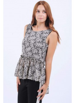 Kolsuz Desenli Peplum Bluz