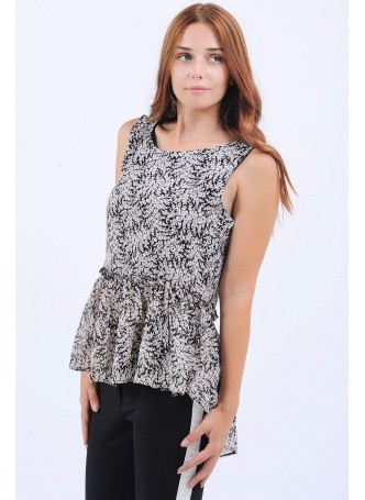 Kolsuz Desenli Peplum Bluz