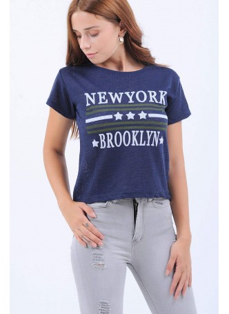 Armalı Broorklyn Lacivert T-Shirt