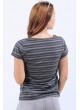 Çizgili Güpürlü V Yaka Füme T-Shirt