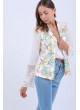 Sarı Çiçek Desen Kısa Beyaz Yelek