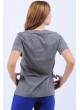 Cep Detay V Yaka Gri T-Shirt