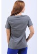 Cep Detay V Yaka Gri T-Shirt
