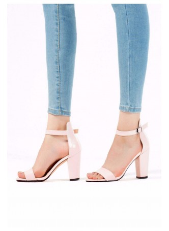 Tua Krem Rugan Tek Bant Bilekten Kemerli Bayan Topuklu Ayakkabı