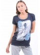 Beyaz Baskılı Gri Sırt Lacivert T-Shirt