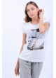 Baskılı Gri Sırt Beyaz T-Shirt