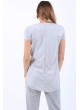 Baskılı Gri Sırt Beyaz T-Shirt