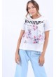 Burning Baskılı Alt Desen Beyaz T-Shirt