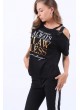 Always Yazılı Omuz Açık Siyah T-Shirt