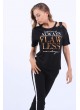 Always Yazılı Omuz Açık Siyah T-Shirt