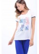 Baskı Desen Beyaz T-Shirt