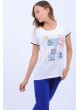 Baskı Desen Beyaz T-Shirt