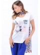 Kare Baskı Desen Beyaz T-Shirt