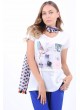 Kare Baskı Desen Beyaz T-Shirt