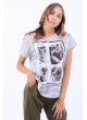 Cat Baskılı Çizgili Beyaz T-Shirt