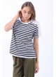Siyah Çizgi Güpürlü Beyaz T-Shirt