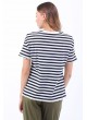 Siyah Çizgi Güpürlü Beyaz T-Shirt