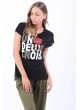 Un Deux Trois Baskı Siyah T-Shirt