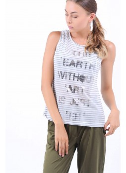 The Earth Baskılı Beyaz Atlet