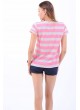Siyah London Baskılı Pembe Beyaz T-Shirt