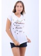 Happiness Baskılı Beyaz T-Shirt