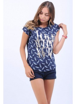 Love Yazılı Lacivert T-Shirt