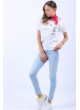 Cep Baskılı Beyaz T-Shirt
