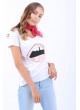 Baskılı Pul Detay Beyaz T-Shirt