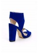Tek Saks Mavisi Süet Yandan Fermuarlı Bayan Topuklu Ayakkabı