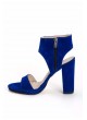 Tek Saks Mavisi Süet Yandan Fermuarlı Bayan Topuklu Ayakkabı