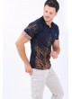 Turuncu Baskı Polo Yaka Lacivert T-Shirt