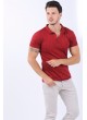 Siyah Etnik Desen Polo Yaka Kırmızı T-Shirt