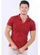 Siyah Etnik Desen Polo Yaka Kırmızı T-Shirt