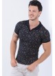 Polo Yaka Desenli Lacivert T-Shirt