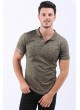 Desenli Polo Yaka Haki T-Shirt
