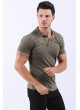Desenli Polo Yaka Haki T-Shirt