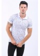 Desenli Polo Yaka Beyaz T-Shirt